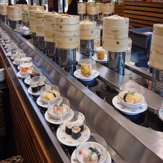 飲食店向け回転装置付コンベアテーブル